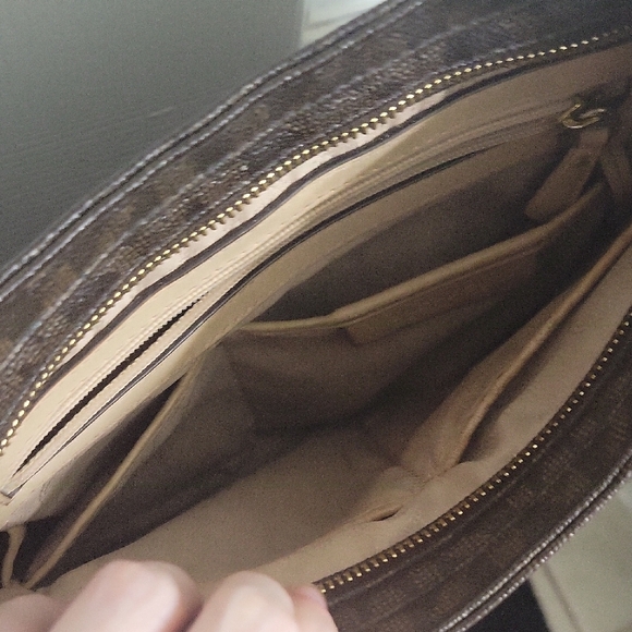 Michael Kors Brown Suede-Like Crossbody Bag with Gold Hardware - Picture 8 of 11